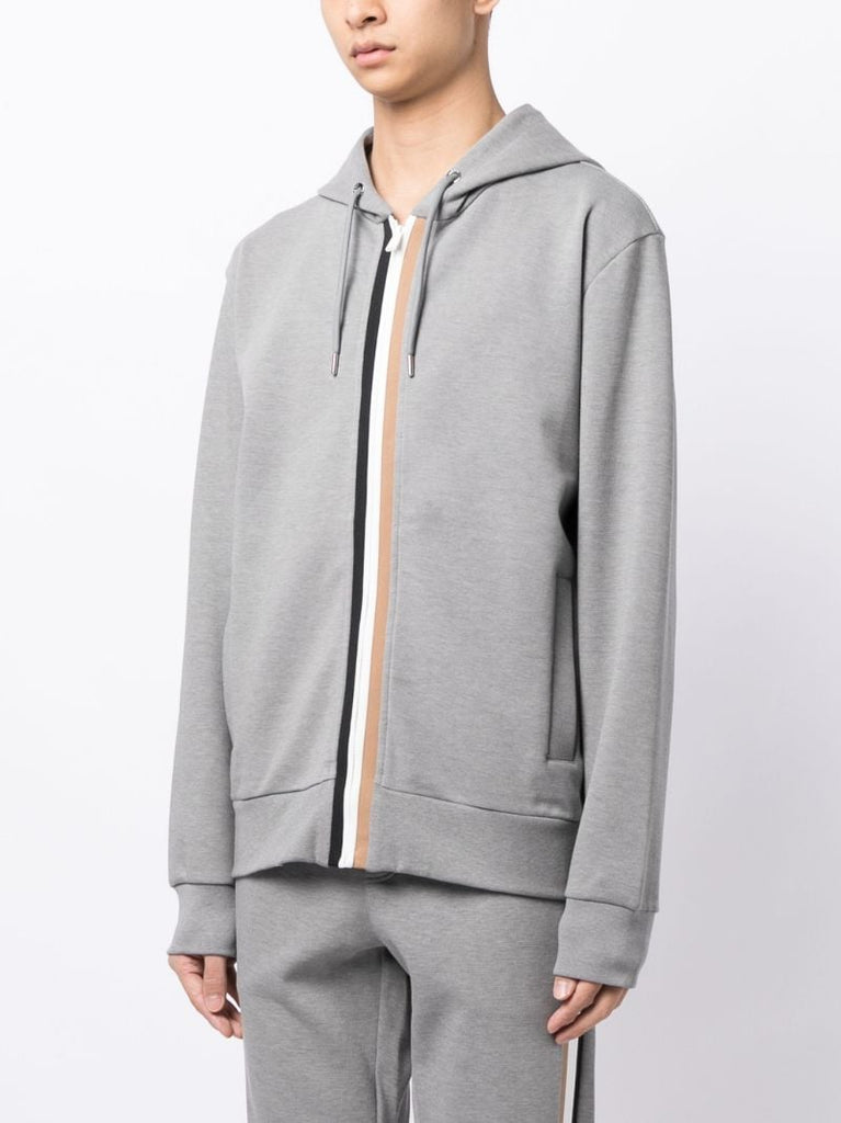 Grey Cotton-blend Zip-up Hoodie