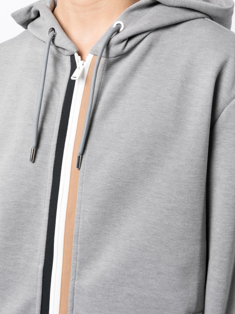 Grey Cotton-blend Zip-up Hoodie