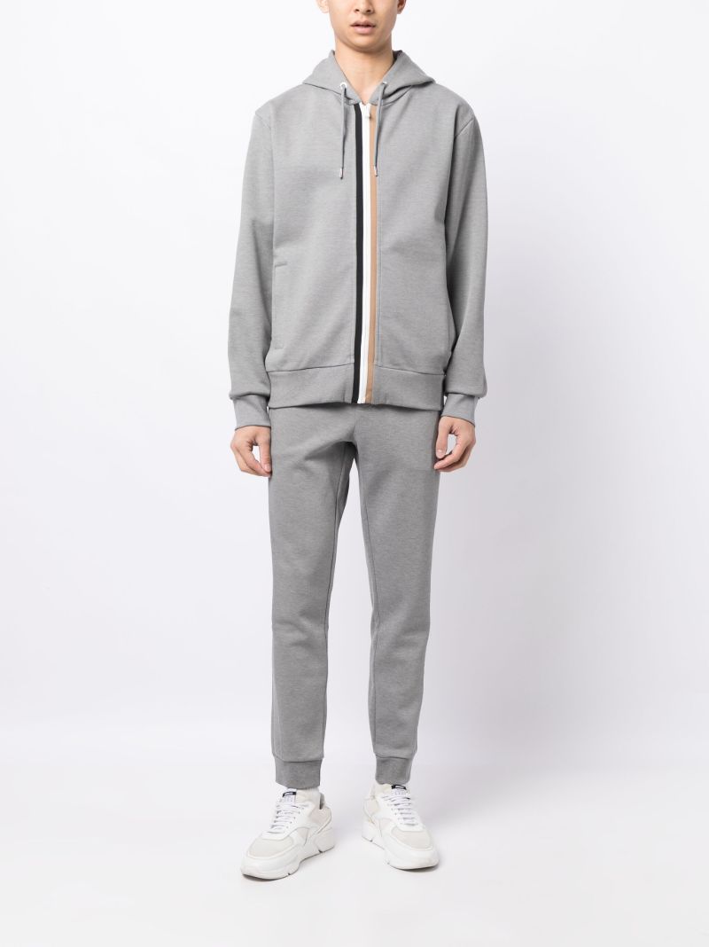 Grey Striped Cotton Track Pants