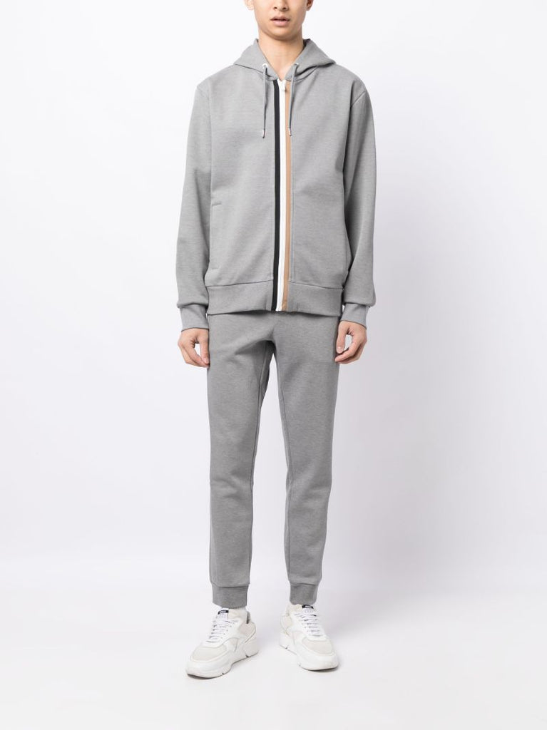Grey Striped Cotton Track Pants