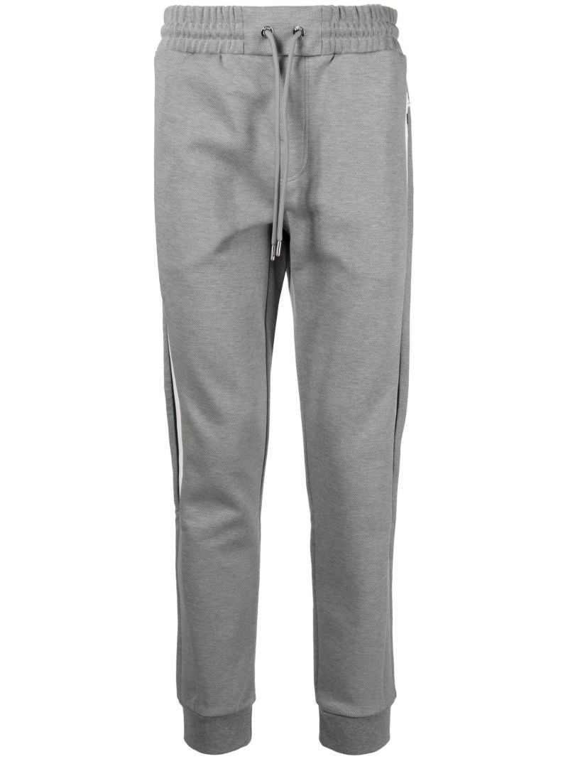 Grey Striped Cotton Track Pants
