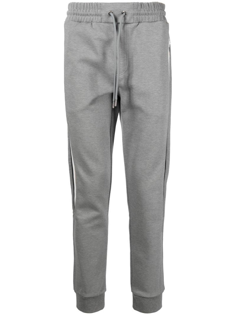 Grey Striped Cotton Track Pants