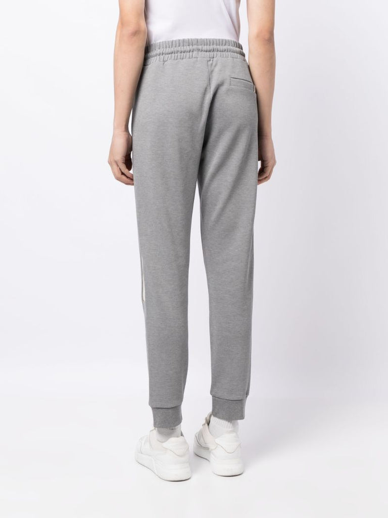 Grey Striped Cotton Track Pants