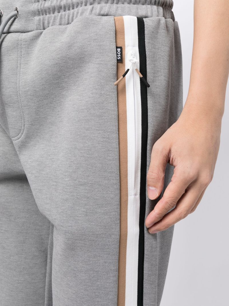 Grey Striped Cotton Track Pants