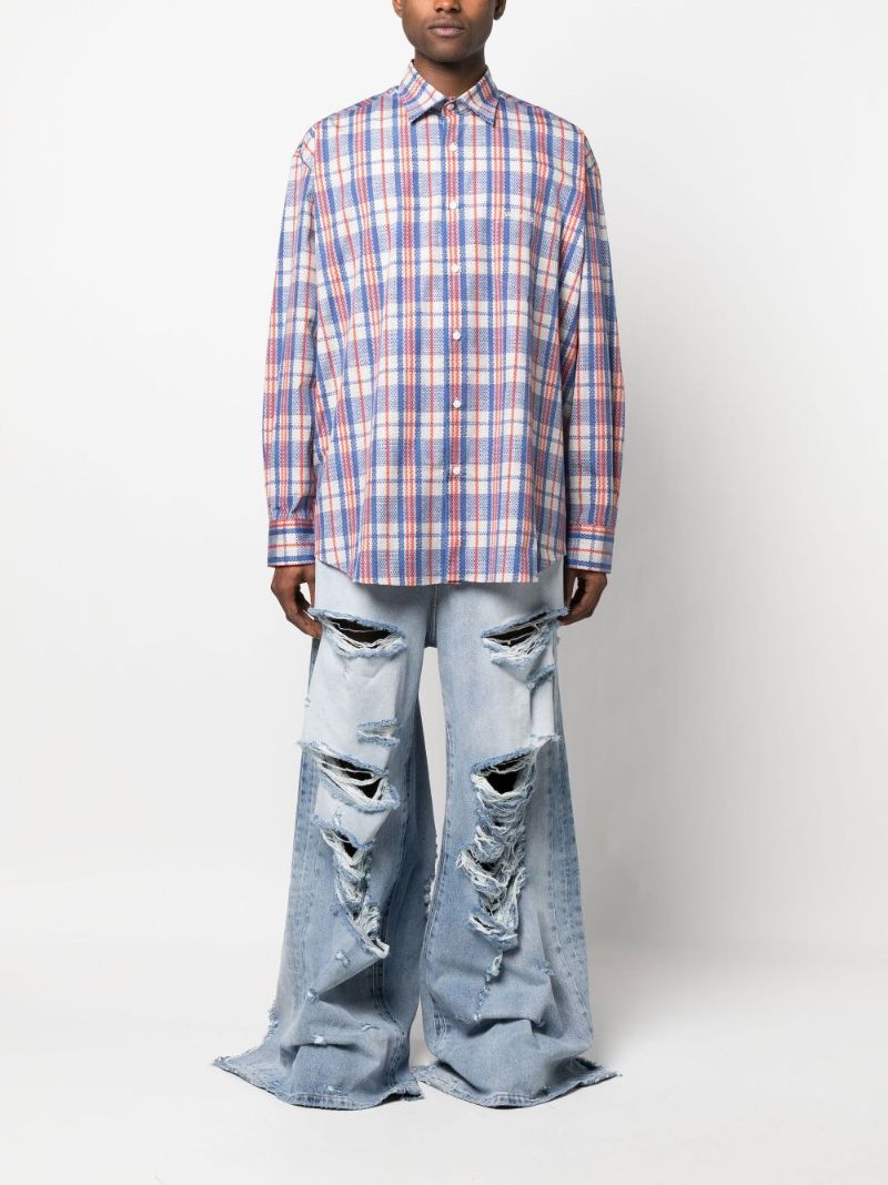 Blue Barbes Check Print Shirt