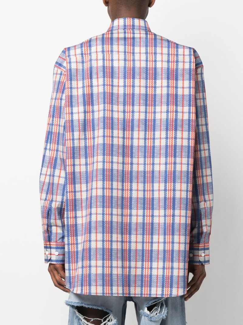 Blue Barbes Check Print Shirt