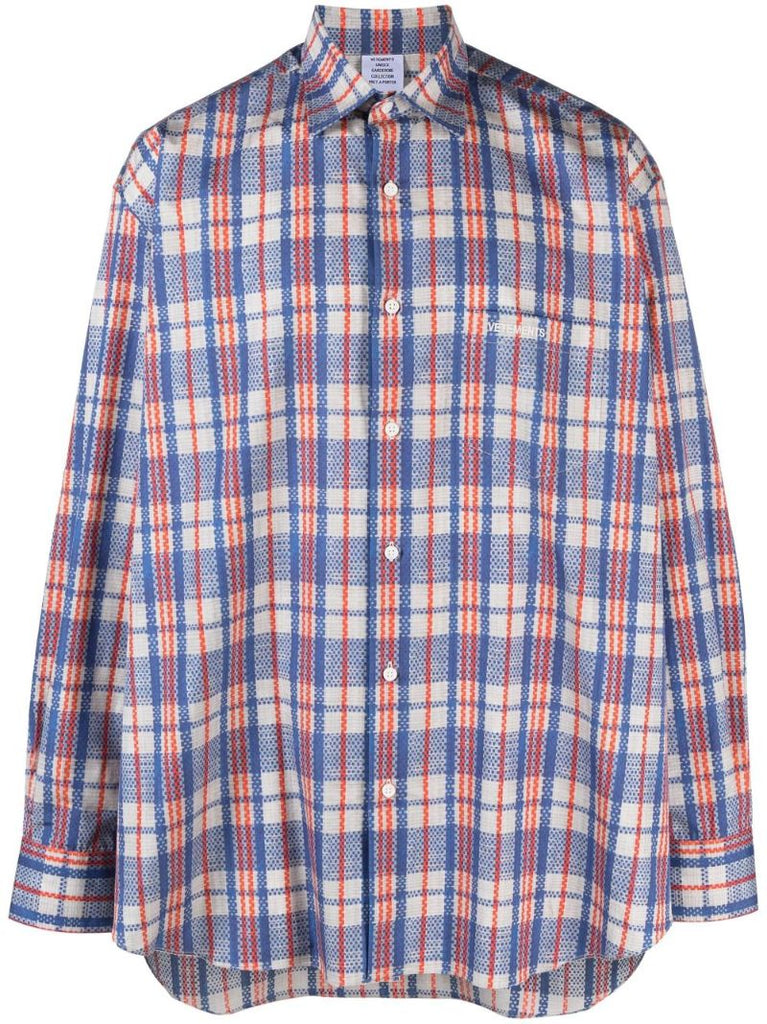 Blue Barbes Check Print Shirt