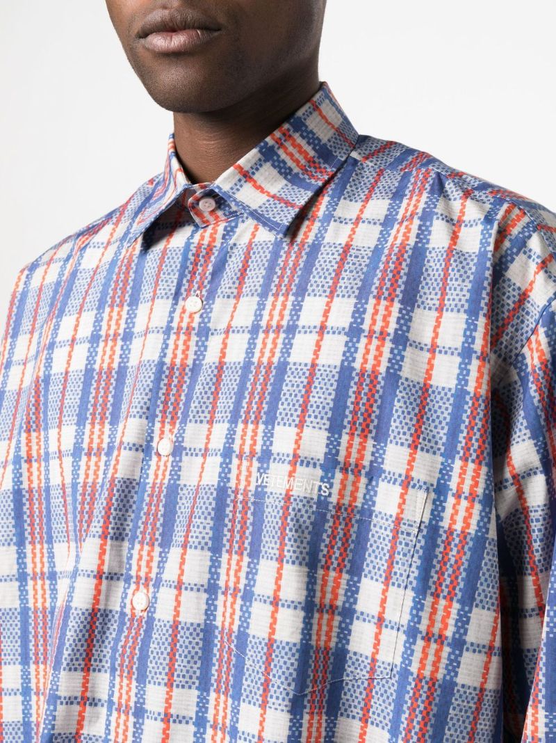 Blue Barbes Check Print Shirt