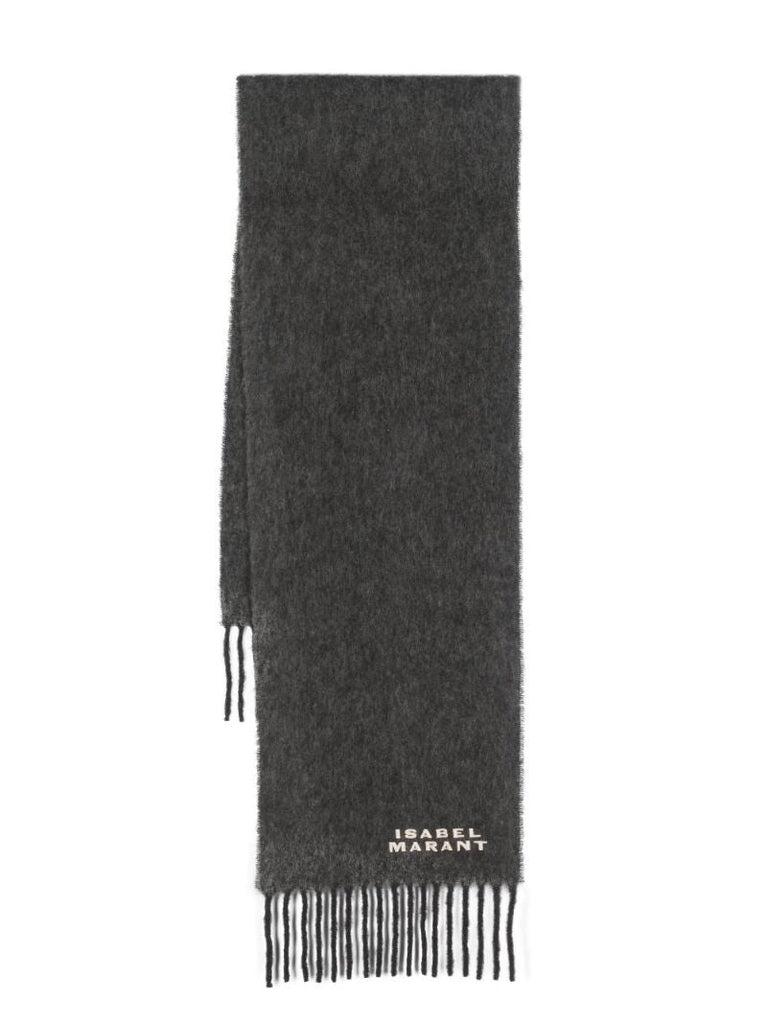 Grey Firny Logo-embroidered Scarf