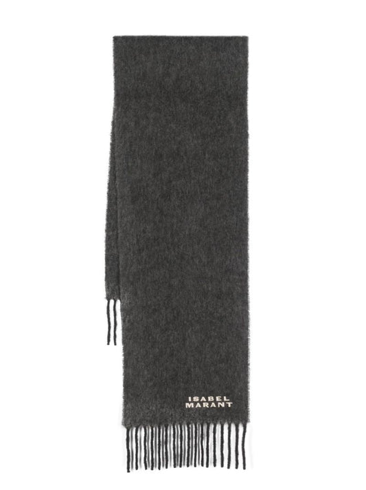 Grey Firny Logo-embroidered Scarf