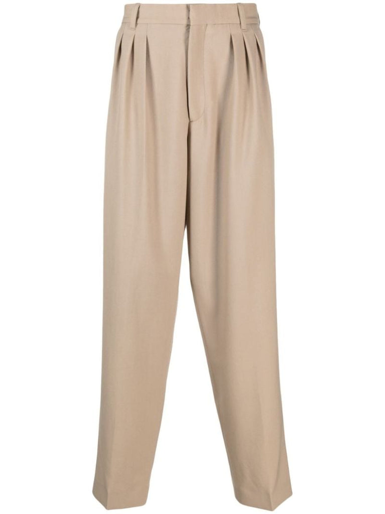 Neutral Pleated Tailored Trousers
