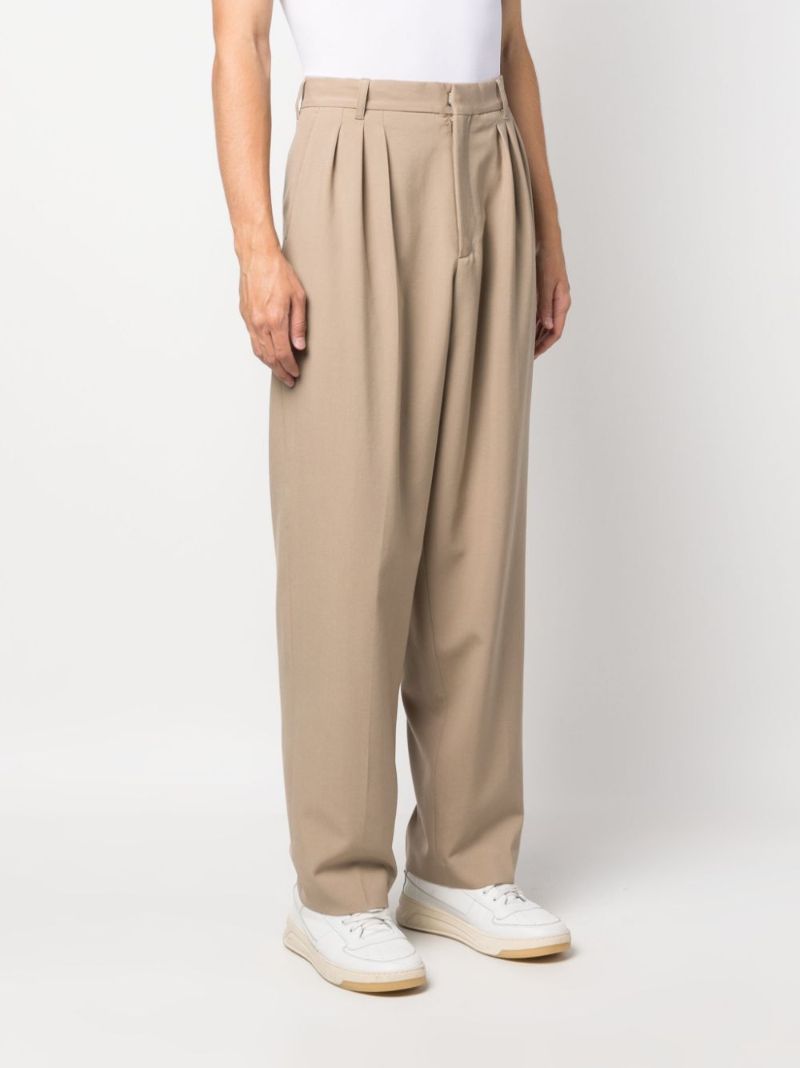Neutral Pleated Tailored Trousers