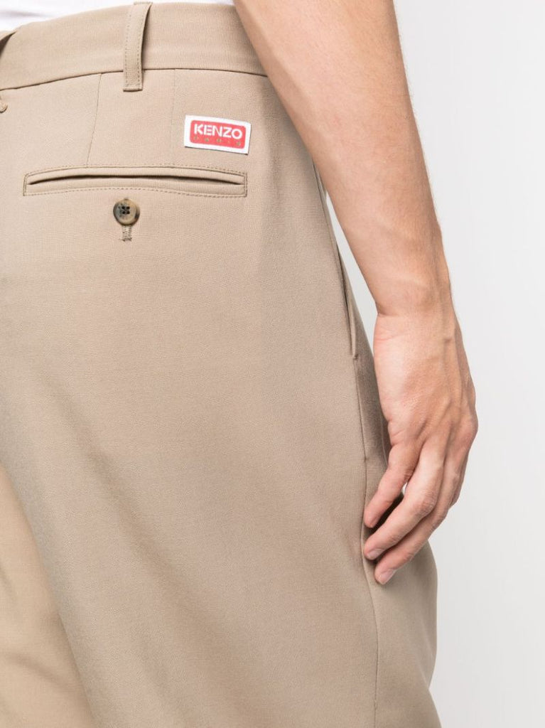 Neutral Pleated Tailored Trousers