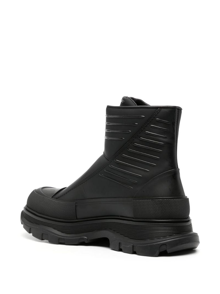 Black Tread Slick Leather Boots