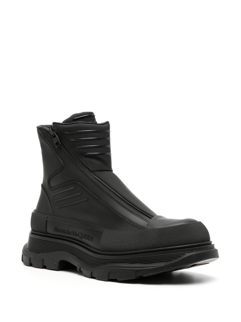 Black Tread Slick Leather Boots