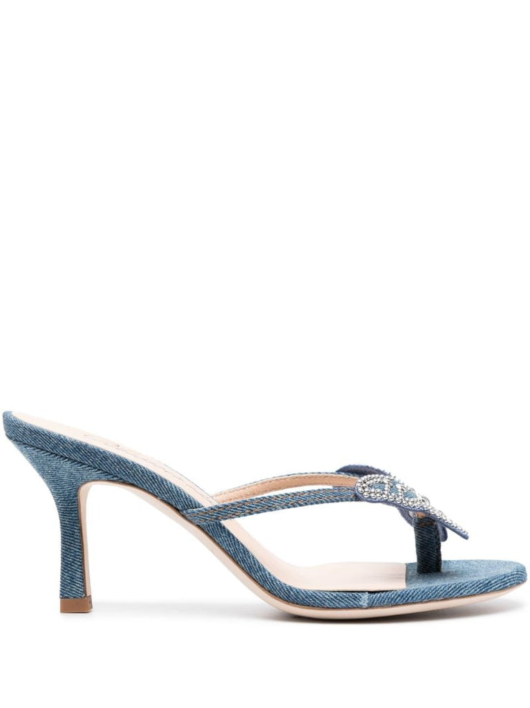 Blue 85 Butterfly-appliquÃ_x0083_Â© Denim Sandals