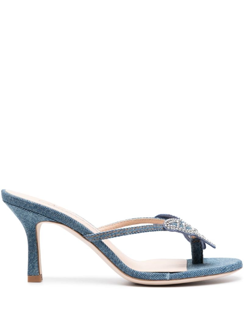 Blue 85 Butterfly-appliquÃ_x0083_Â© Denim Sandals