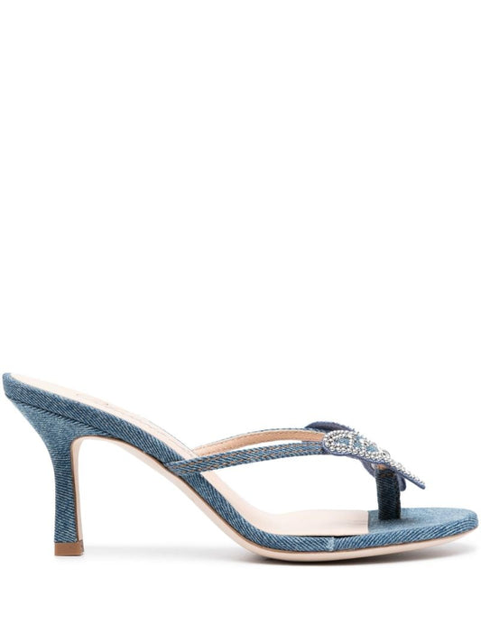 Blue 85 Butterfly-appliquÃ_x0083_Â© Denim Sandals