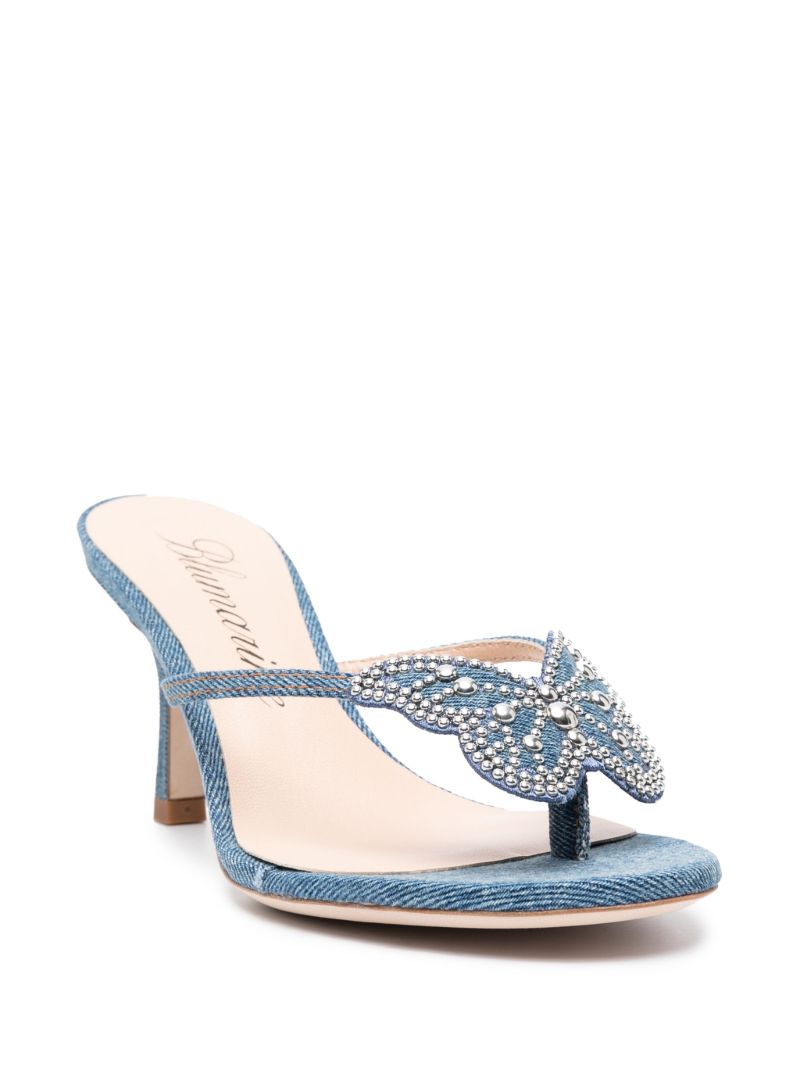 Blue 85 Butterfly-appliquÃ_x0083_Â© Denim Sandals