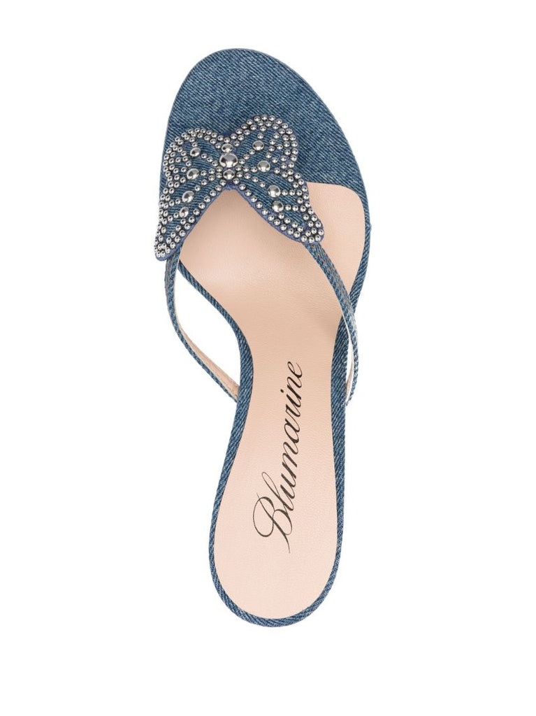 Blue 85 Butterfly-appliquÃ_x0083_Â© Denim Sandals