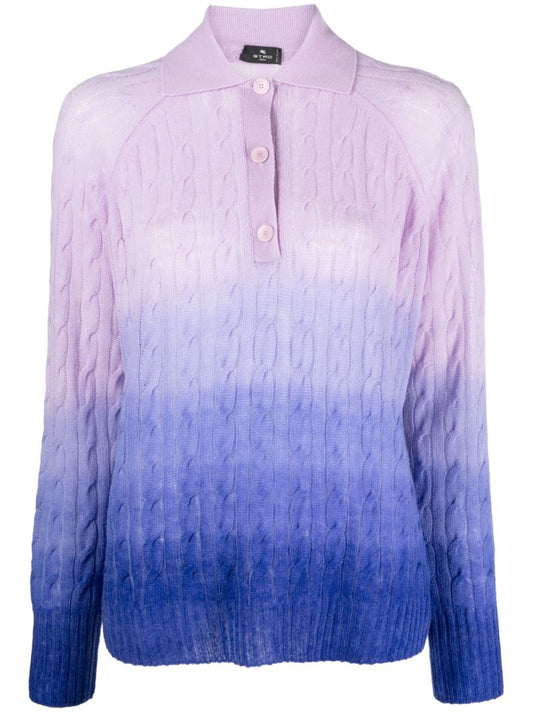 Purple OmbrÃ_x0083_Â©-effect Wool Sweater