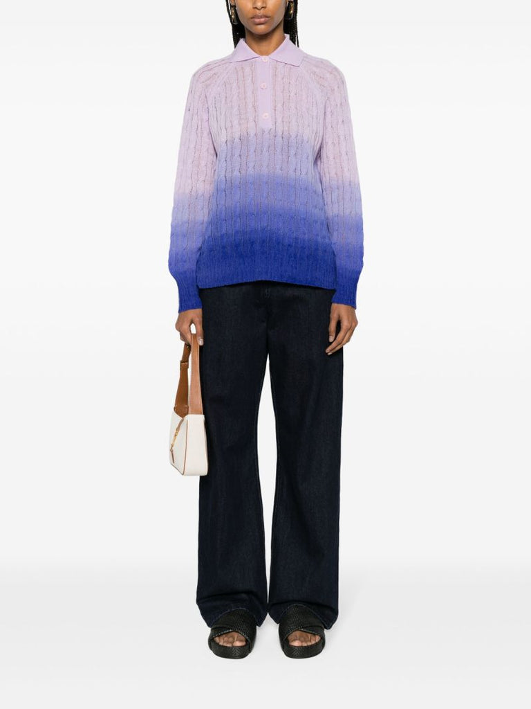 Purple OmbrÃ_x0083_Â©-effect Wool Sweater