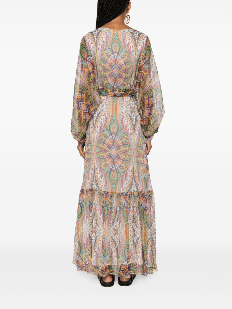 Multicolour Paisley-print Silk Maxi Dress