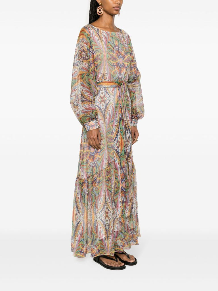 Multicolour Paisley-print Silk Maxi Dress