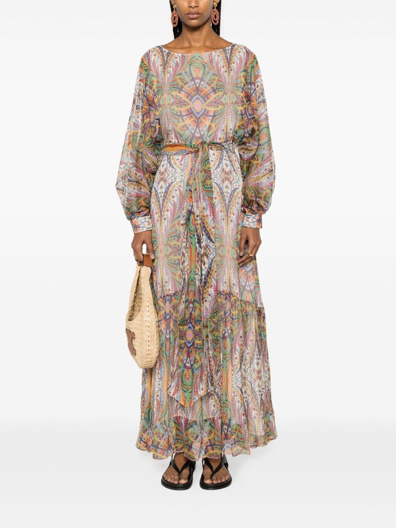 Multicolour Paisley-print Silk Maxi Dress