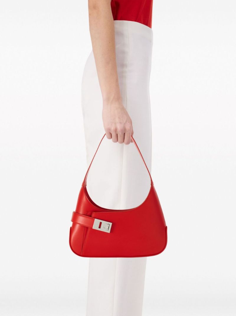Red Gancio-buckle Leather Shoulder Bag