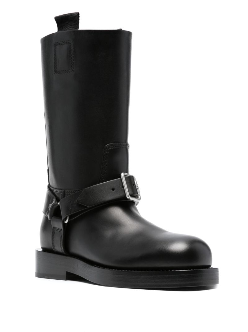 Black Harness Strap Leather Boots