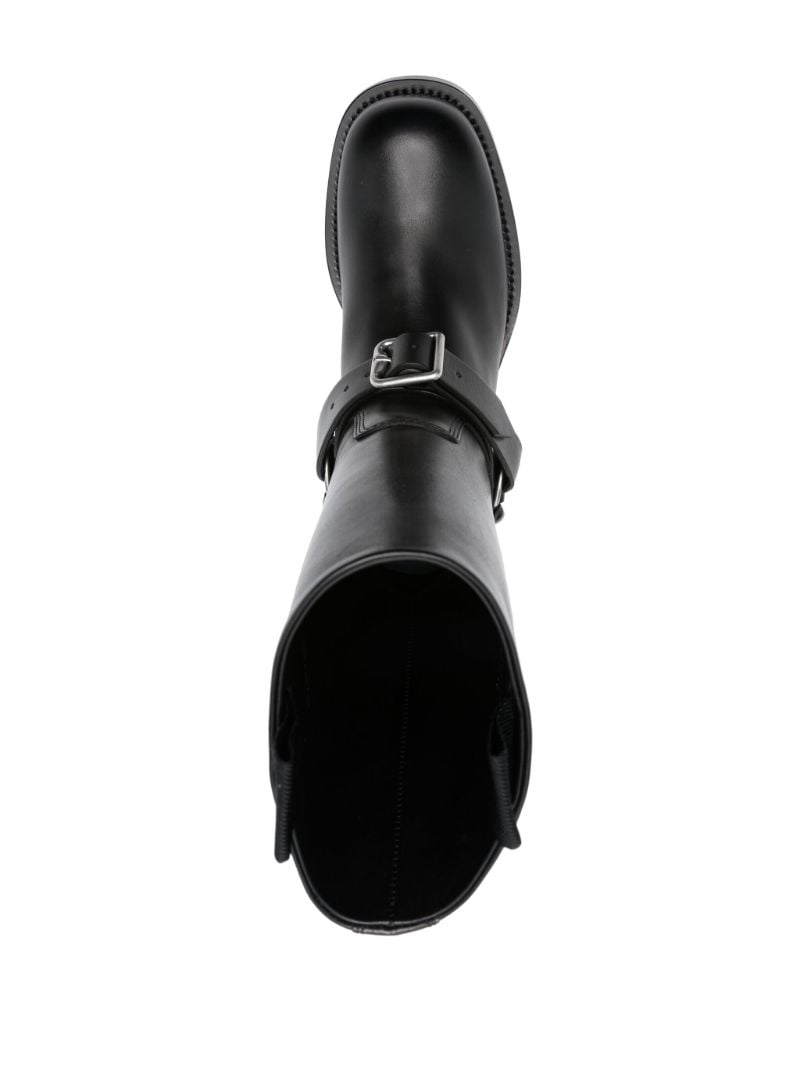Black Harness Strap Leather Boots