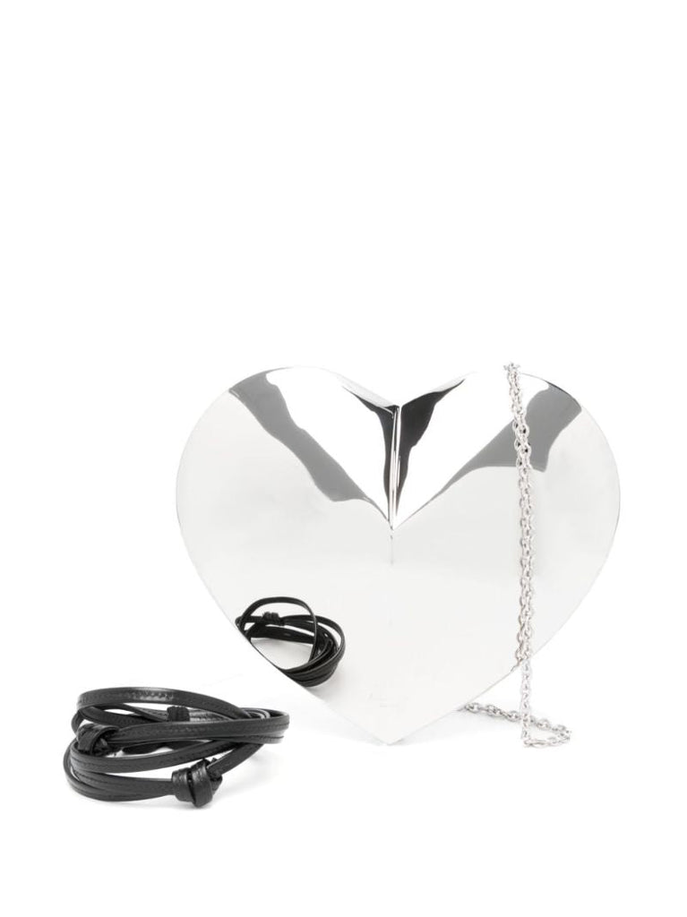 Silver Le Coeur Metallic Leather Bag
