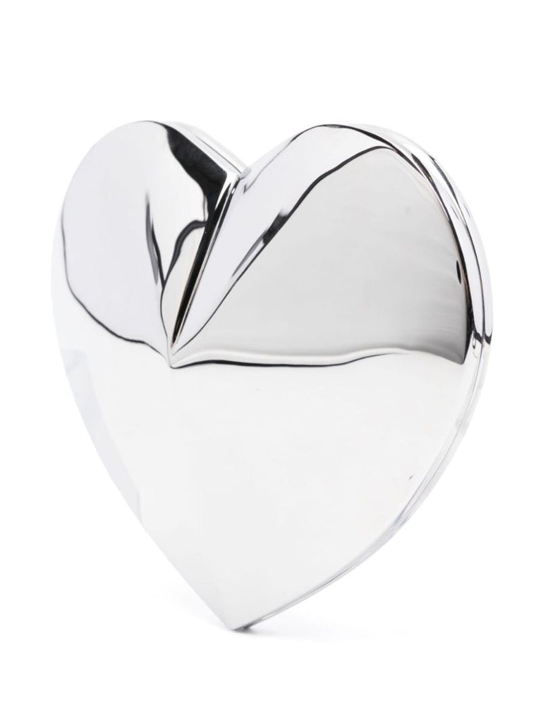 Silver Le Coeur Metallic Leather Bag