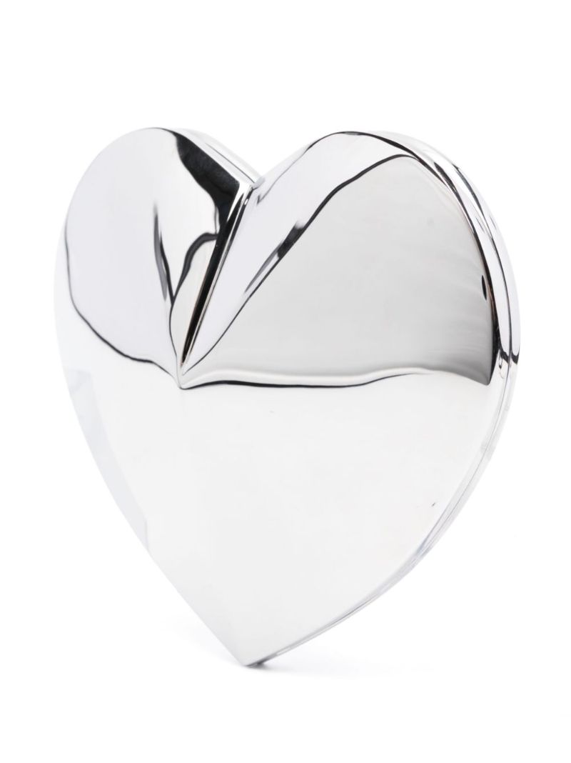 Silver Le Coeur Metallic Leather Bag