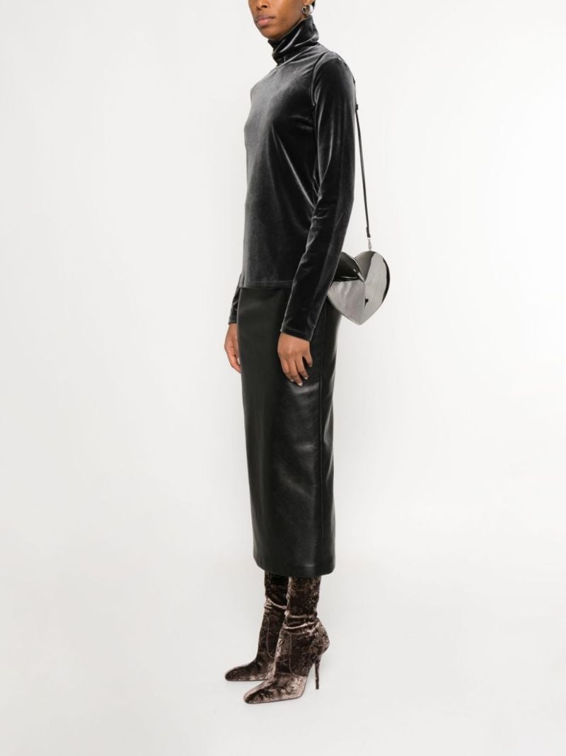 Silver Le Coeur Metallic Leather Bag