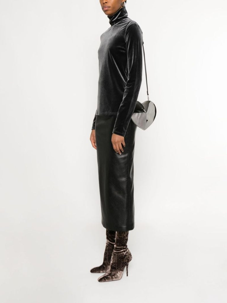 Silver Le Coeur Metallic Leather Bag