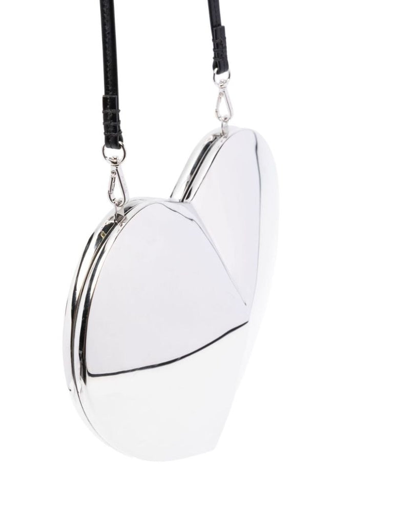 Silver Le Coeur Metallic Leather Bag
