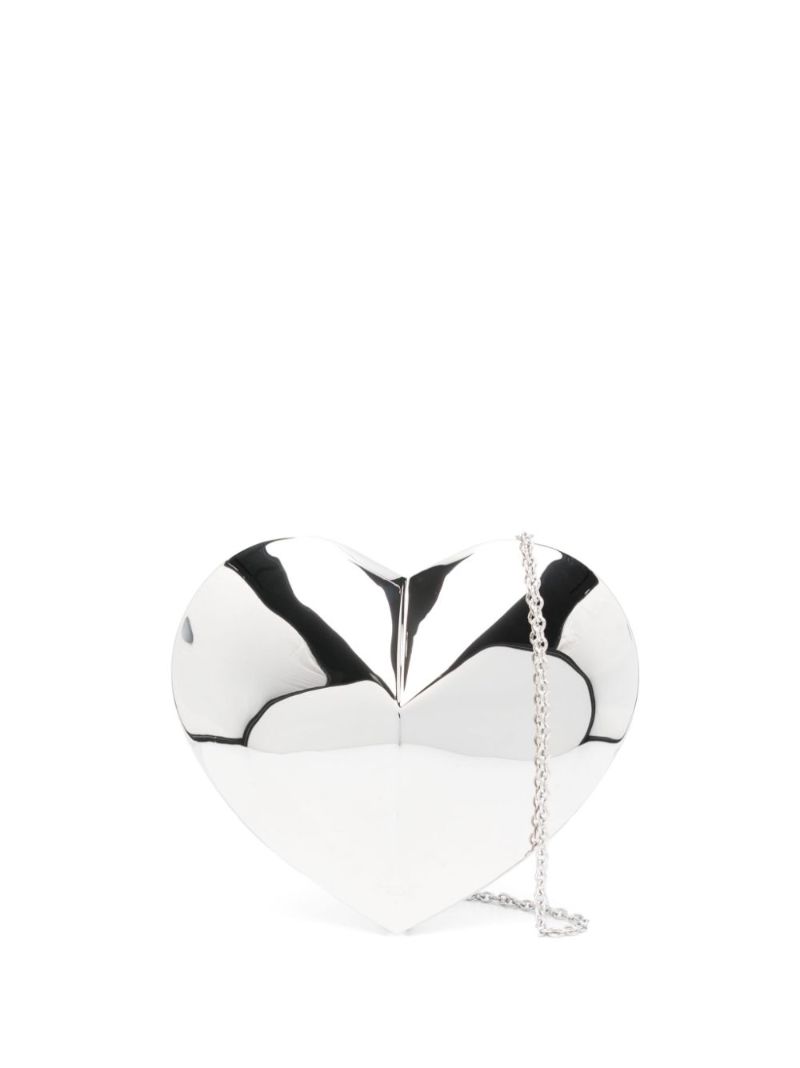 Silver Le Coeur Metallic Leather Bag
