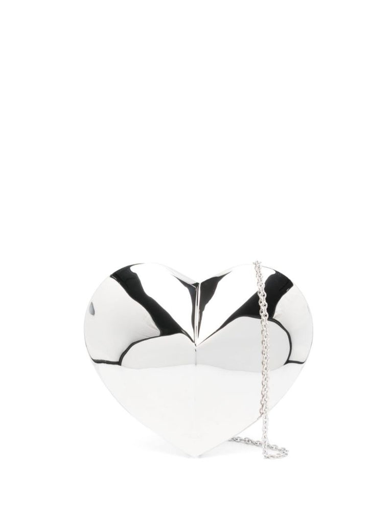 Silver Le Coeur Metallic Leather Bag