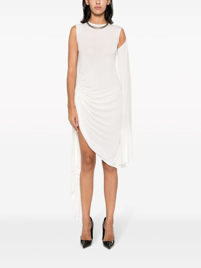 White Draped Asymmetric Mini Dress