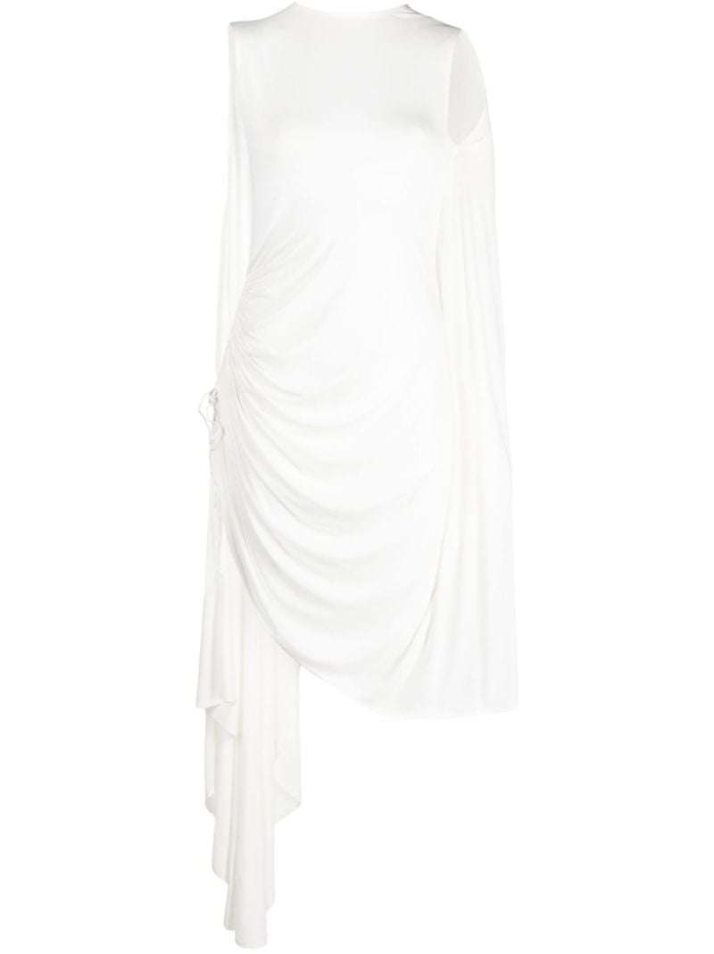 White Draped Asymmetric Mini Dress