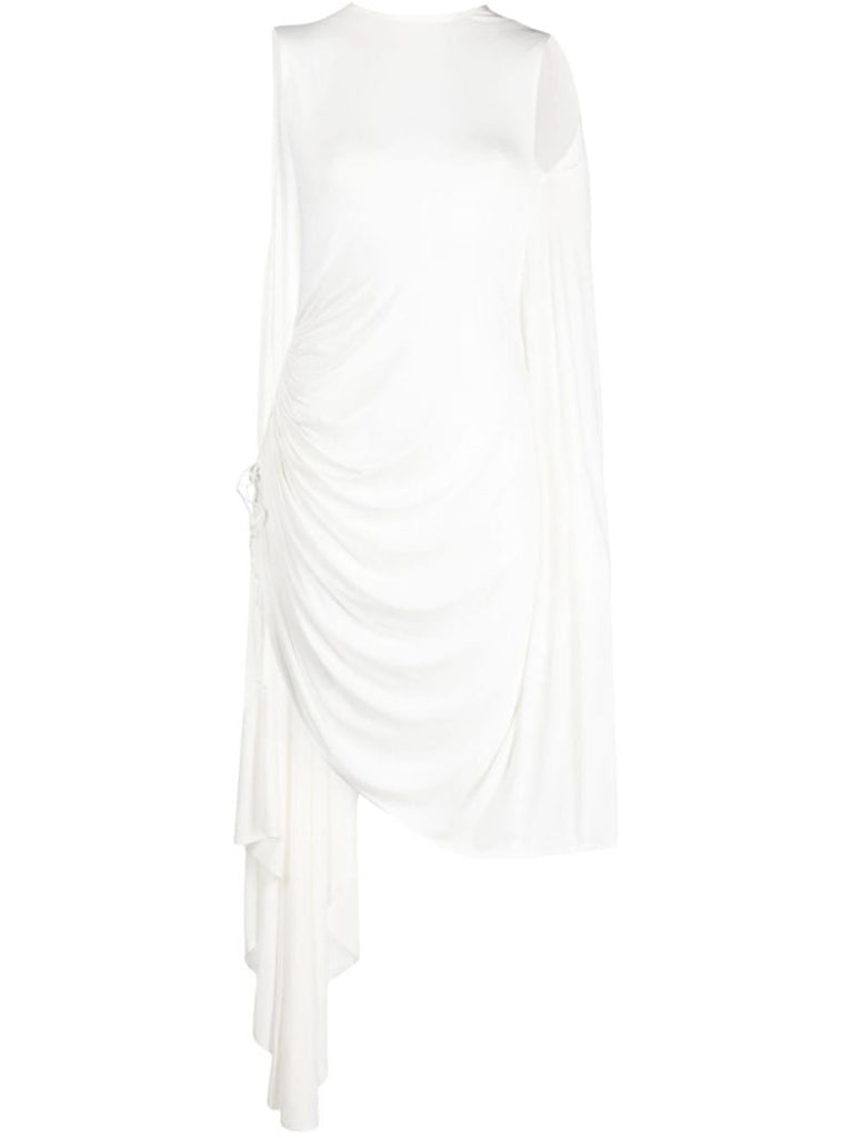 White Draped Asymmetric Mini Dress