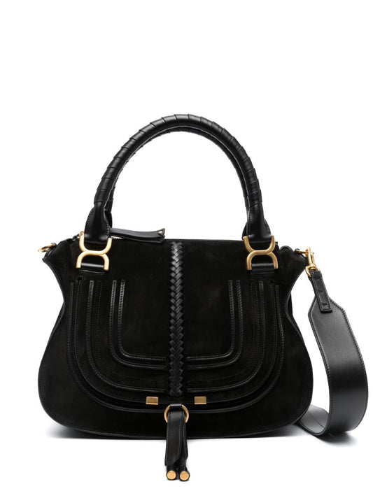 Black Marcie Suede Tote Bag