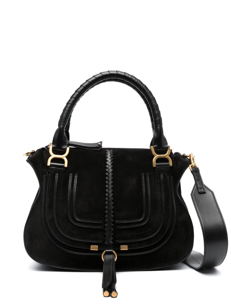 Black Marcie Suede Tote Bag