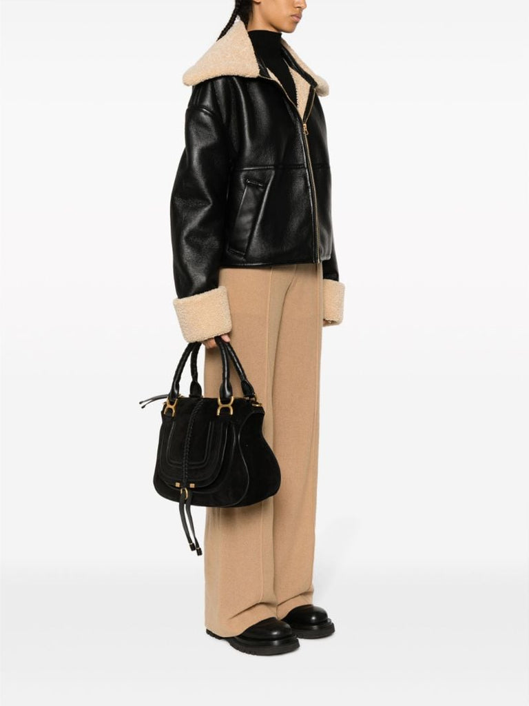 Black Marcie Suede Tote Bag