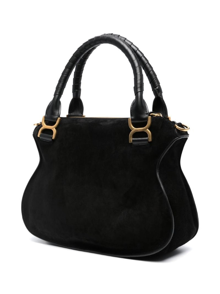 Black Marcie Suede Tote Bag