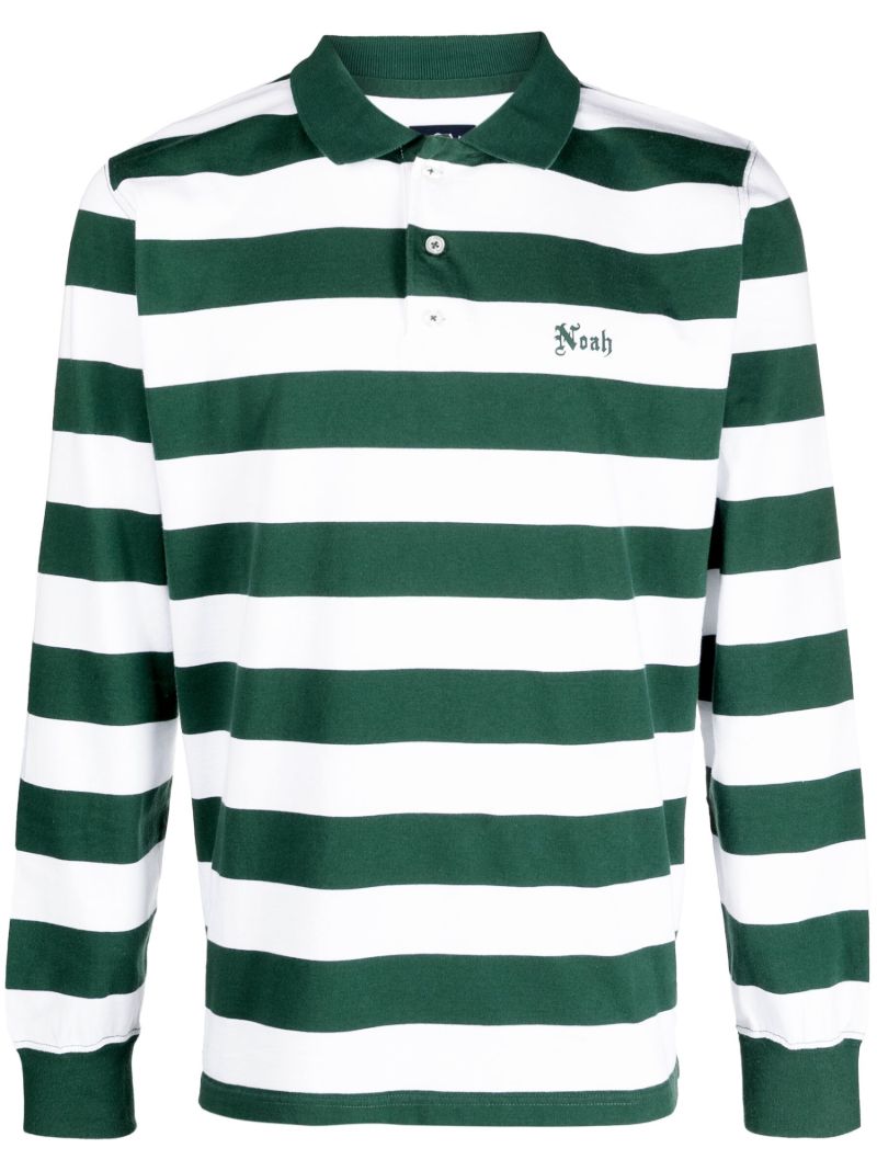 Green Striped Jersey Polo Shirt