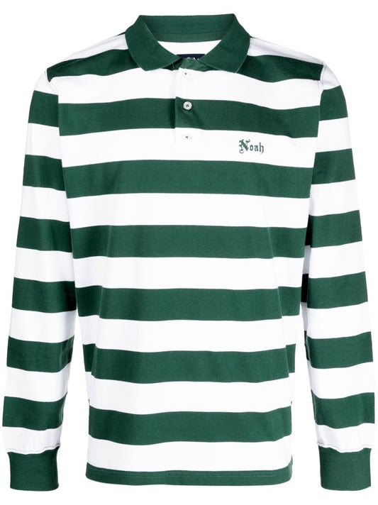 Green Striped Jersey Polo Shirt