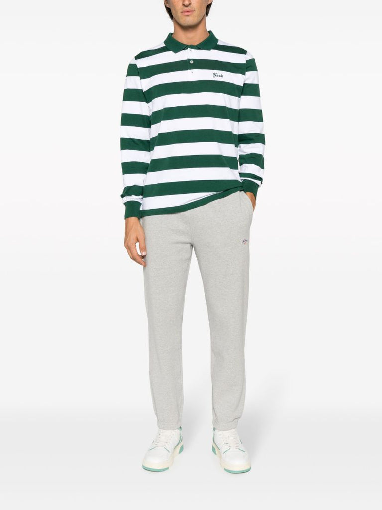 Green Striped Jersey Polo Shirt